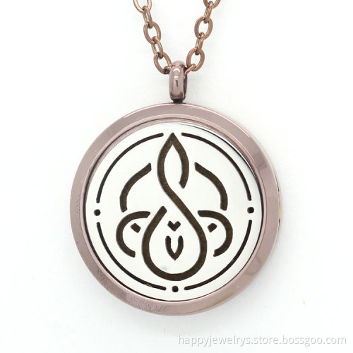 Jenia Stainless Steel Aromatherapy Essential Oil Diffuser Locket Engraved Words Necklace
